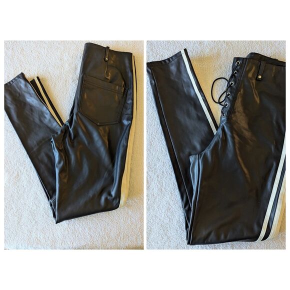 Fashion Nova Janice lace-up faux leather high waisted pants  Sz L - Picture 5 of 8